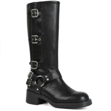 Imagem de Botas de cano alto AMINUGAL, pretas, femininas, biqueira quadrada, tam