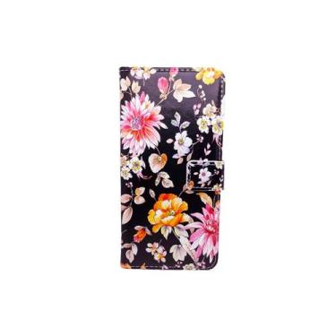Imagem de Capa flipcover com capa para Honor X8 Black Flower Design - Lightbek O