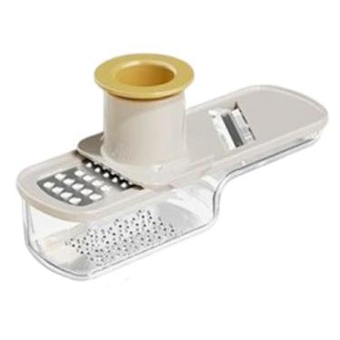 Imagem de KiBcsLic Ralador e de alho e gengibre 3 em 1, utensílio portátil de fácil manuseio, fatiador de utensílios de cozinha para wasabi, vegetais, sala de, Bege