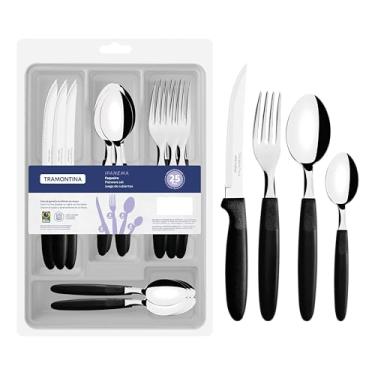 Imagem de Faqueiros com Gaveteiro Ipanema 25 Peças Aço Inox Tramontina (Preto)