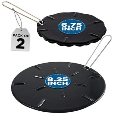 Imagem de Difusor de calor de ferro fundido para fogão a gás – 2 tamanhos incluídos – Difusores de calor de 21 cm e 17 cm para fogão elétrico – Placa de calor a gás – Placa de ferro fundido para queimadores a