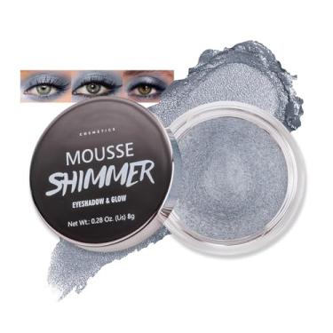 Imagem de Erinde Sombra creme cintilante, paleta de sombras creme iluminador, à prova d'água, longa duração, brilho suave, maquiagem clareadora de olhos, vegana e crueldade, cinza prateado 06