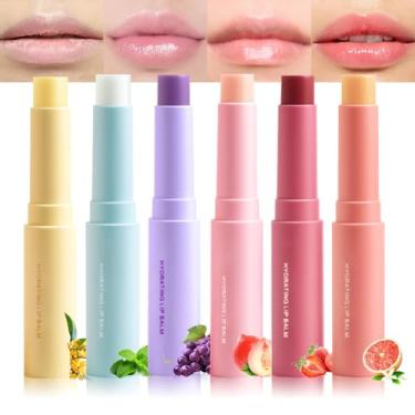 Imagem de Bálsamo labial nutritivo para lábios secos e rachados, 6 peças, primer de batom ideal para mulheres, batom de hidratação profunda, protetor labial vegano, hidratante, outono e inverno