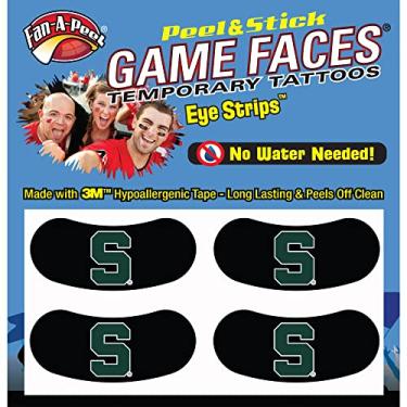 Imagem de Fan-A-Peel Tatuagens temporárias sem água da Michigan State University – Tatuagens temporárias hipoalergênicas à prova d'água, tiras para os olhos – Oficialmente licenciada
