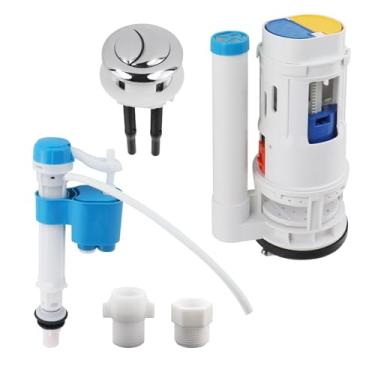 Imagem de T Tulead Válvula de descarga dupla para vaso sanitário de 2,5 polegadas de altura, rosca de botão de pressão de 3,7 cm, diâmetro da rosca de enchimento 1,27 cm, com adaptador de 2,5 cm, 7/20.3 cm