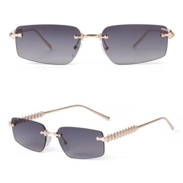 Imagem de VFDHN Óculos de sol sem aro gradiente feminino masculino retangular moda luxo tiro de rua uv400(2)