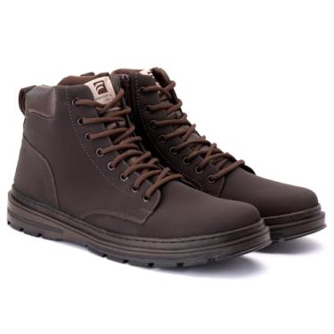 Imagem de Bota Coturno Masculino com Zíper e Solado Resistente Design Moderno Trabalho Casual (Marrom, Padrão, BR, Adulto, Numérico, 39)