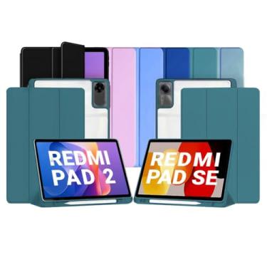 Imagem de Capa Smart Case para Xiaomi Redmi Pad SE 11'' - Traseira em Acrílico, Magnética, Sleep/Wake, Suporte para Caneta e Suporte (Verde, Apenas Capa)
