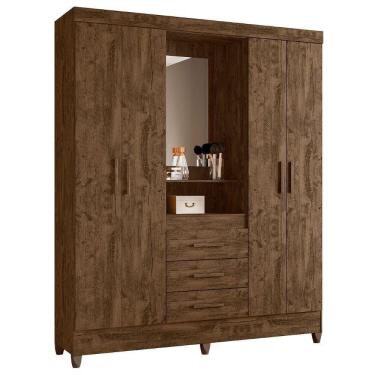Imagem de Guarda Roupa Casal Capela 4p 165 Cm Capri Castanho Wood
