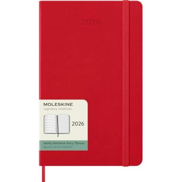 Imagem de Moleskine Classic 12 Month 2026 Weekly Planner, Hard Cover, Large (5" x 8.25"), Scarlet Red, 144 pages