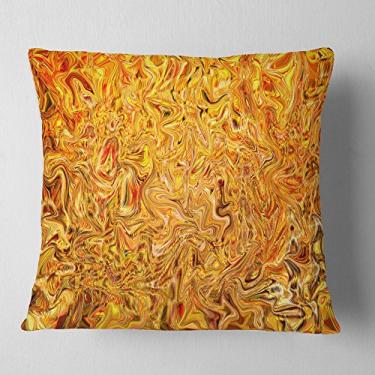 Imagem de Sala de estar, sofá, almofada de alta qualidade com textura fluindo amarelo, contemporâneo Designart + capa de almofada impressa em ambos os lados 66 cm x 66 cm