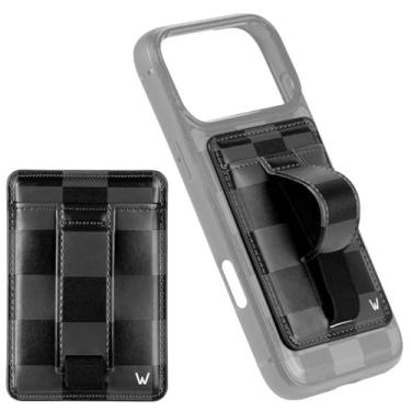 Imagem de Walli Carteira magnética para iPhone, suporte de cartão fino com suporte e alça de dedo, acessório bonito e funcional - Midnight Check