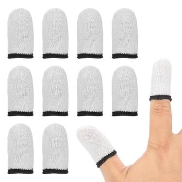 Imagem de PATIKIL Manga de dedo para controle de polegar, pacote com 12 luvas de ponta de fibra para jogos móveis anti-suor respiráveis para dispositivos de tela sensível ao toque de jogos de telefone, branco