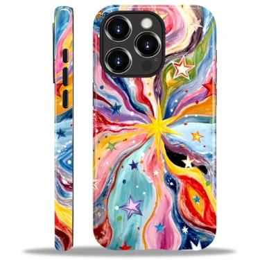 Imagem de DAIZAG Capa compatível com iPhone 16 Pro, capa híbrida protetora à prova de choque L2 Line Art Star com camada dupla