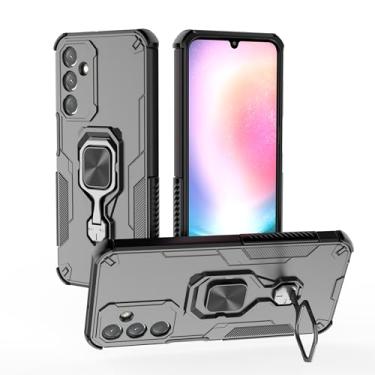 Imagem de SORAKA Capa para Samsung Galaxy A25 5G com suporte de metal rotativo de 360 graus peça de ferro magnético para suporte magnético de telefone para carro preto