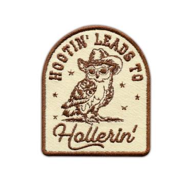 Imagem de Hootin' Leads to Hollerin' Patch bordado engraçado coruja ocidental tecido bordado remendos rodeio country cowboy meio-oeste costurar em adesivos para roupas, bonés de caminhoneiro, presentes para