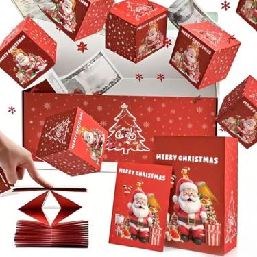 Imagem de Caixa de presente surpresa para dinheiro, caixa surpresa de dinheiro de Natal, caixa de presente exclusiva dobrável com envelope vermelho saltitante, caixa de presente dobrável explosão para o Natal