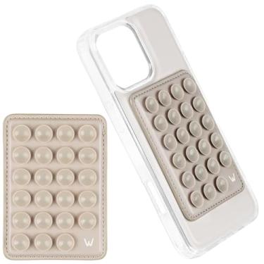 Imagem de Walli Suporte de telefone com ventosa de sucção, acessório aderente de silicone para iPhone, suporte de telefone com sucção forte para uso sem usar as mãos livres, bege