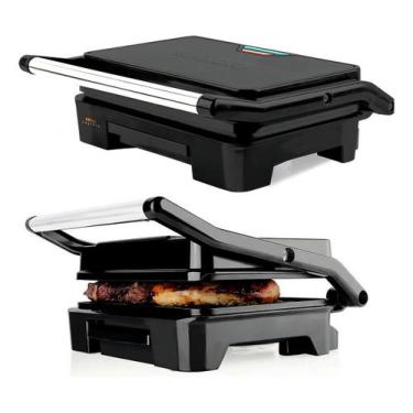 Imagem de Grill Sanduicheira Mallory Chefpro 900w Black Inox Antiaderente Com Co