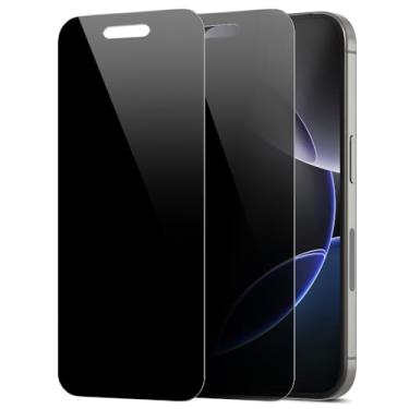 Imagem de Diacube Pacote com 2 protetores de tela de privacidade para iPhone 16 Pro [anti-espião de 27°] Película híbrida de PET revestida de vidro duplo 9H ultrafina [inquebrável] resistente a arranhões, fácil