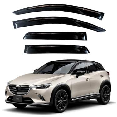 Imagem de KPY Viseira de janela compatível com Mazda CX-3 2016-2021 (CX3), protetor de chuva defletor de janela lateral estilo tape-on, 2016 2017 2018 2019 2020 2021