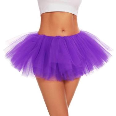 Imagem de Tutu ASKHOPE Tutu para mulheres, saia de tule de 5 camadas, roxa