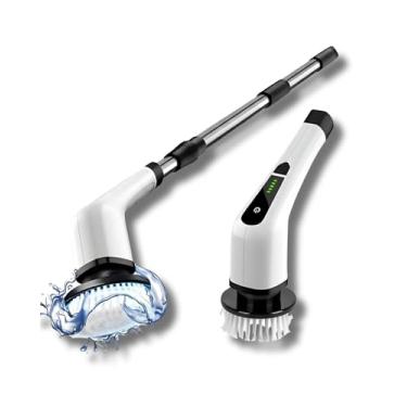 Imagem de Esfregão giratório elétrico, escova de limpeza sem fio com velocidade dupla de potência, 2 horas de trabalho, cabo de extensão ajustável, 9 cabeças de escova substituíveis, à prova d'água IPX7