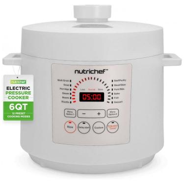 Imagem de Panela de Pressão Elétrica NutriChef com Capacidade de 5,7 litros e 9 Funções Digitais Cooker de Bancada Ajuste de Tempo e Temperatura