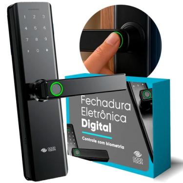 Imagem de Fechadura Digital Eletrônica Biométrica De Sobrepor Com Senha Cartão E