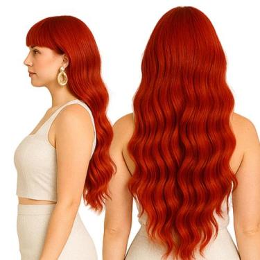 Imagem de Wig Orgânica Premium Ondulada com Franja Vermelha Natural Peruca - May