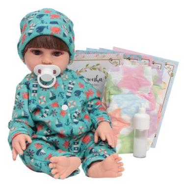 Imagem de Boneco Reborn Bebê Corpo de Silicone Pode Molhar Com Itens - Cegonha R