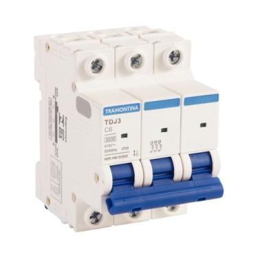 Imagem de Disjuntor 6A Tripolar Tramontina Tdj3 Curva C 3ka