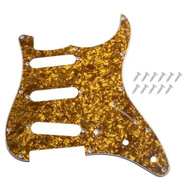 Imagem de DIAO79NI Pickguard SSS Strat de 11 furos para guitarra elétrica Fender USA/Mexican Made Standard Stratocaster estilo moderno, bronze pérola, 4ply.