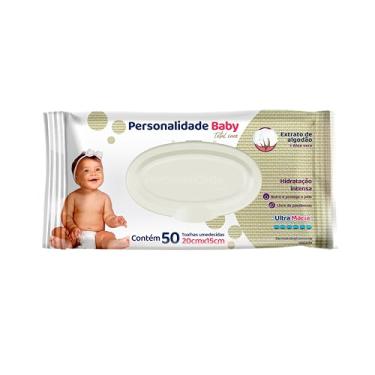 Imagem de Toalha Umedecida Personalidade Baby Total Care Extrato de Algodão e Aloe Vera Ultra Macia 50 unidades 20X15cm