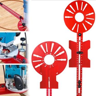 Imagem de Benustra Gabarito de corte circular de roteador 5 em 1, gabarito de alumínio para corte/roteamento de círculos, suporte de ranhura de fresagem para bordas retas ou cilíndricas, guia de roteador