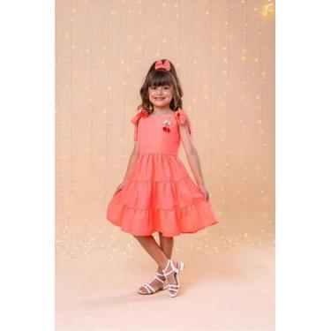 Imagem de Vestido Blogueirinha Rosa Neon Cerejinha - Tecido 100% Poliéster - Fab