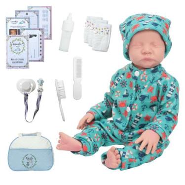 Imagem de Boneco Reborn Masculino Corpo Silicone Olhos Fechados - Cegonha Reborn