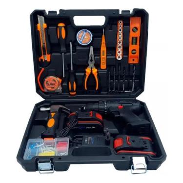 Imagem de Parafusadeira Furadeira Impacto 21v Kit Ferramentas Maleta Preto - Lua
