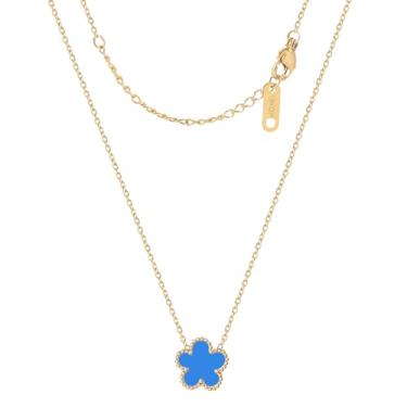 Imagem de KINFERTE Colar de trevo banhado a ouro 18K para mulheres, colar de trevo de quatro folhas, pingente de flor de dupla face, joias delicadas, presentes de aniversário para mães e mulheres, irmãs, avós