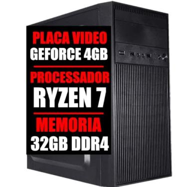 Imagem de Pc Computador Ryzen 7 Cpu 3.7Ghz, GeForce 4Gb, 32Gb Ddr4, Ssd 480Gb (32GB DDR4)