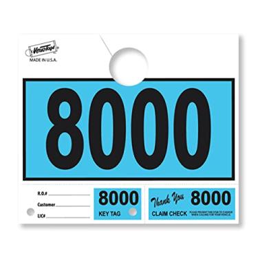 Imagem de Versa-Tags 1000 etiquetas de serviço de revendedor de carros azuis números de envio de serviço, etiquetas de chave numeradas do departamento de serviço para oficina de mecânica chaveiro de 3 partes