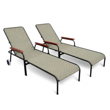 Imagem de Kit 2 Espreguiçadeiras Confortavel Reclinável AcquaFlex Fendi/Preto