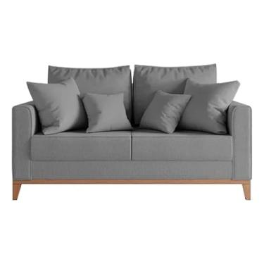 Imagem de Sofa Beny 3 lugares Revestimento Linho Base em Madeira (CINZA)