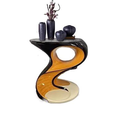 Imagem de Mesa de centro de design simples, mesa lateral de 49,8 cm de altura, mesa de canto para sala de estar, cabeceira, mesa de centro moderna para espaços pequenos, mesa de canto para móveis domésticos