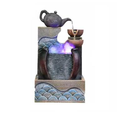 Imagem de XFNVXC Fontes de mesa, fonte de mesa, decorativa, em camadas, design de cascata, som de água silencioso e calmante para casa, escritório, decoração interna, fontes de água internas