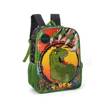 Imagem de Mochila Escolar, Infantil, Up4you Dinossauro, G, Preta - Luxcel