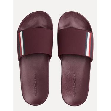 Imagem de Chinelo Tommy Hilfiger Corp. Textured Pool Slide Vinho Escuro, 41