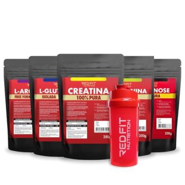 Imagem de Kit Creatina L-Glutamina Beta-Alanina L-Arginina Isomaltulose - 100% Puras Importadas - Red Fit Nutrition