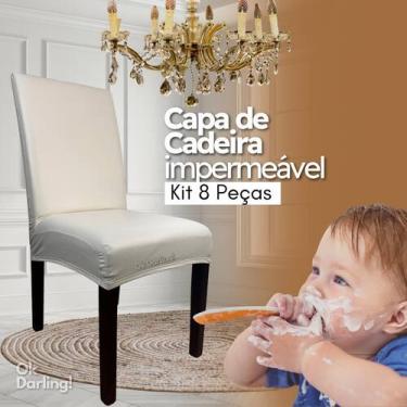 Imagem de Kit 8 Capas de Cadeira Impermeável - Creme - OK Darling