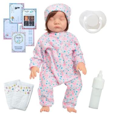 Imagem de Bebe Reborn Realista Lívia Fio a Fio Roupinha Flamingo - Cegonha Rebor
